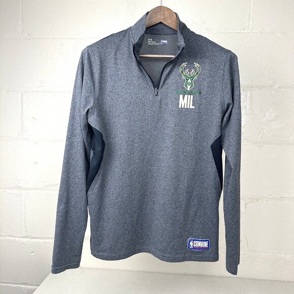 Under Armour Milwaukee Bucks 1/4 Zip Pullover NBA Combine Mens Medium Fitted - Picture 1 of 8